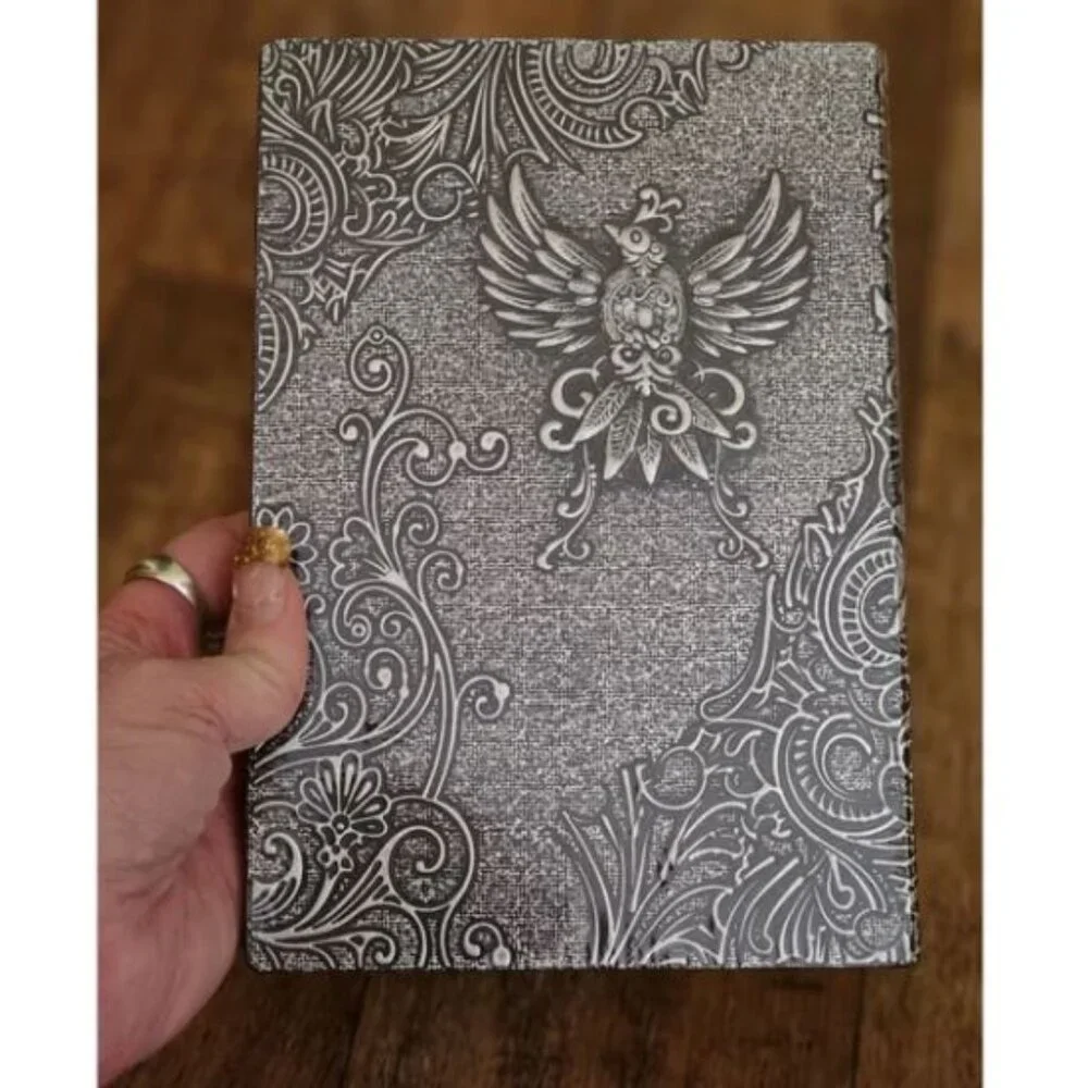 Silver Tone Phoenix Bird 3D Jeweled Diary Notebook
